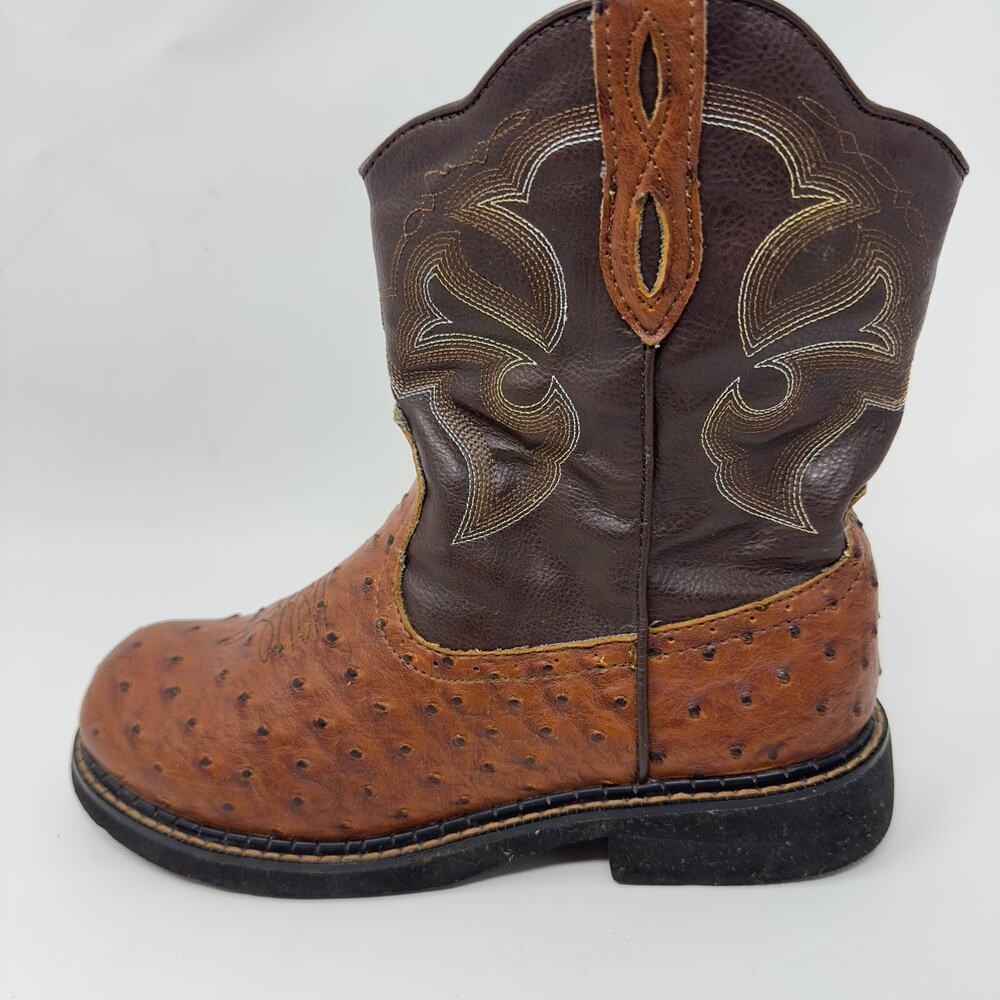 Roper Western Cowboy Boot Womens Sz 8.5 Chunk Rider Brown Leather Ranch Cowgirl
